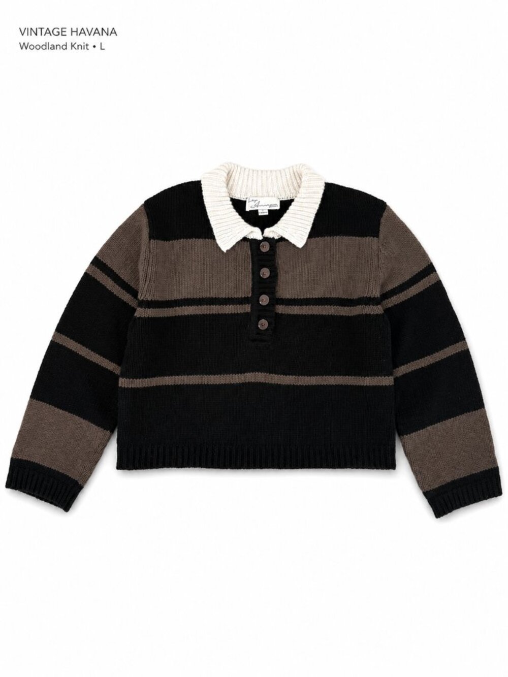 Vintage Havana Woodland Striped Collared Sweater L